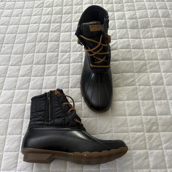 SPERRY Duck Boots Womens 11 Black Saltwater Quilted STS80755 Waterproof Outdoor - Picture 1 of 14